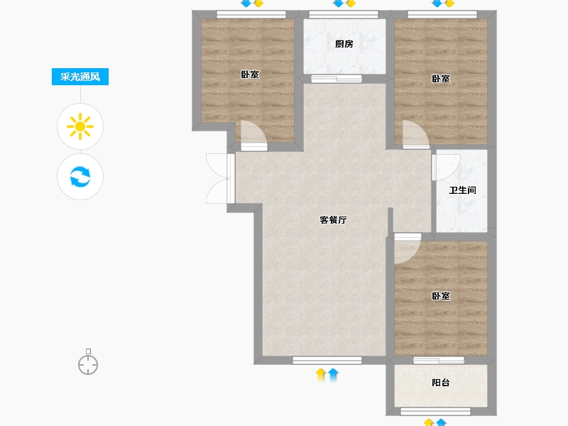 河北省-邢台市-开元悦城-73.81-户型库-采光通风