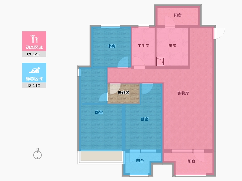 辽宁省-沈阳市-沈阳富力院士廷-90.35-户型库-动静分区