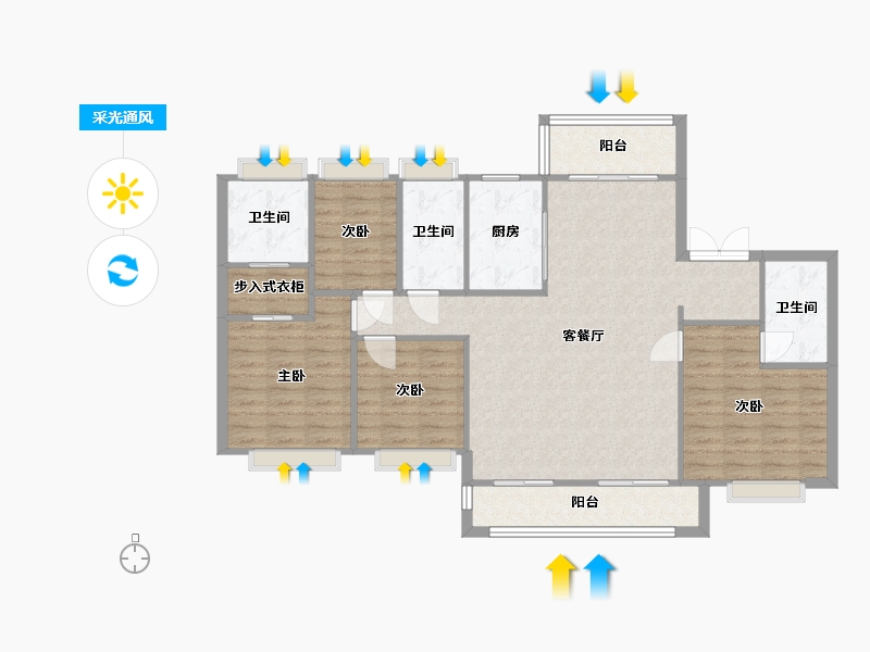 湖北省-武汉市-中粮光谷祥云-107.99-户型库-采光通风