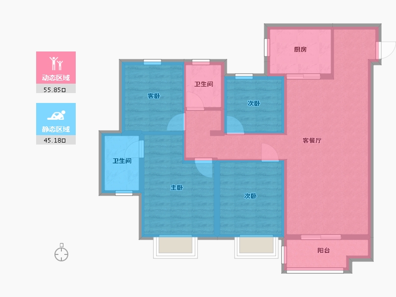 河北省-沧州市-保利香槟国际-89.64-户型库-动静分区