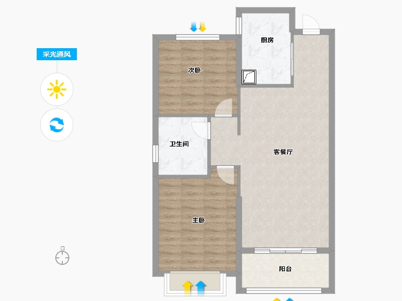 山西省-吕梁市-太原恒大森林海-74.00-户型库-采光通风