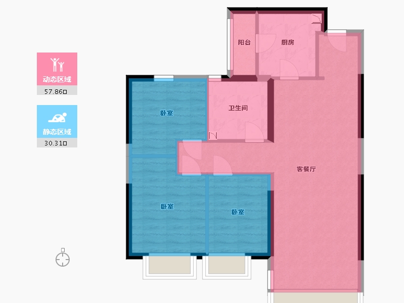 辽宁省-沈阳市-沈阳恒大绿茵小镇-79.19-户型库-动静分区