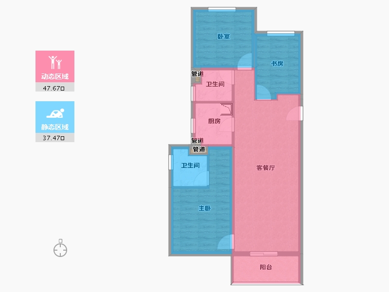 山西省-太原市-阳光城文澜府-76.32-户型库-动静分区