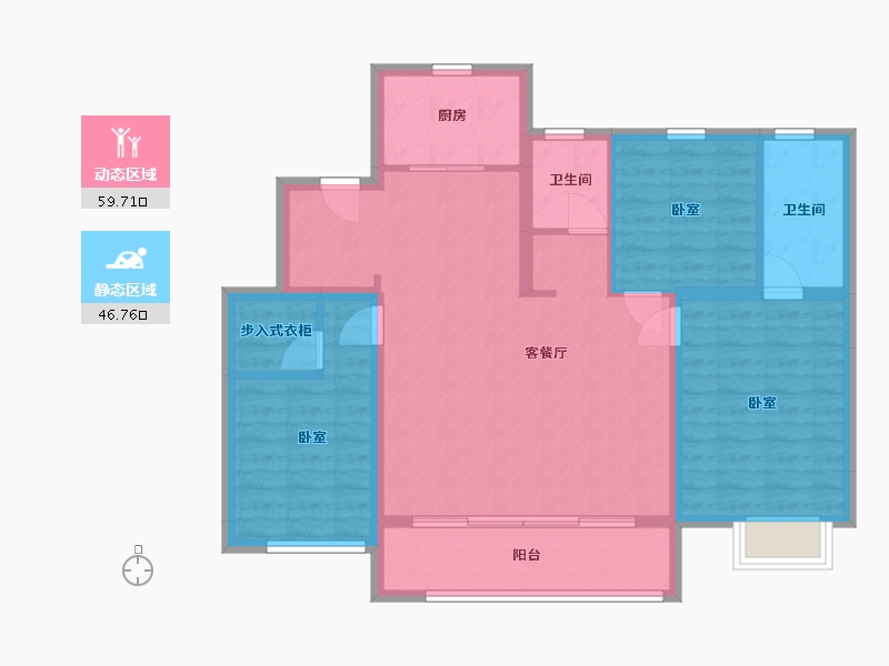 内蒙古自治区-包头市-中朵·上东郡-95.82-户型库-动静分区