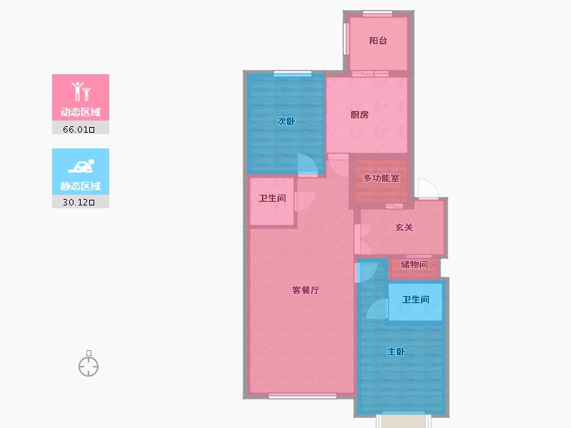 内蒙古自治区-包头市-中晟·华悦-85.41-户型库-动静分区