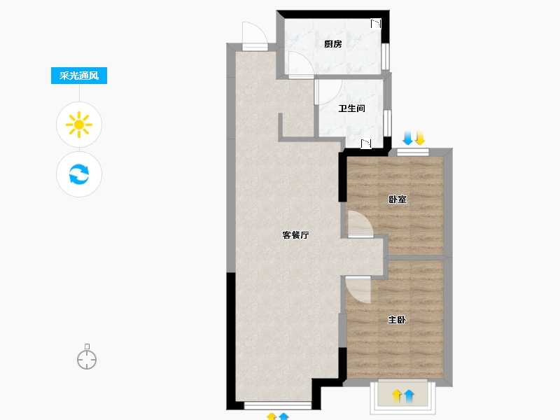 内蒙古自治区-呼和浩特市-呼和浩特恒大珺庭-59.20-户型库-采光通风