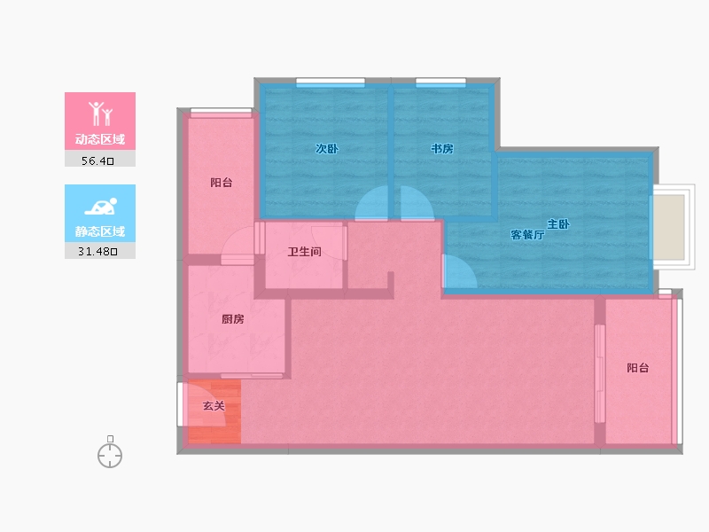 云南省-昆明市-中海龙泉公馆-78.54-户型库-动静分区