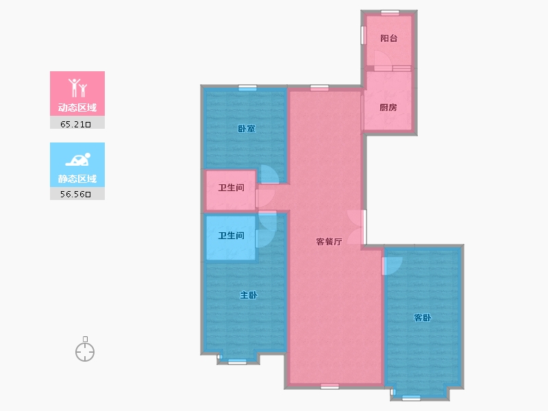 内蒙古自治区-包头市-瀚星御府-109.67-户型库-动静分区