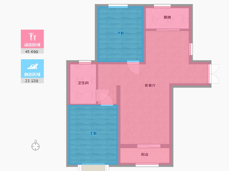 河北省-廊坊市-春城绿景兰亭苑-61.00-户型库-动静分区