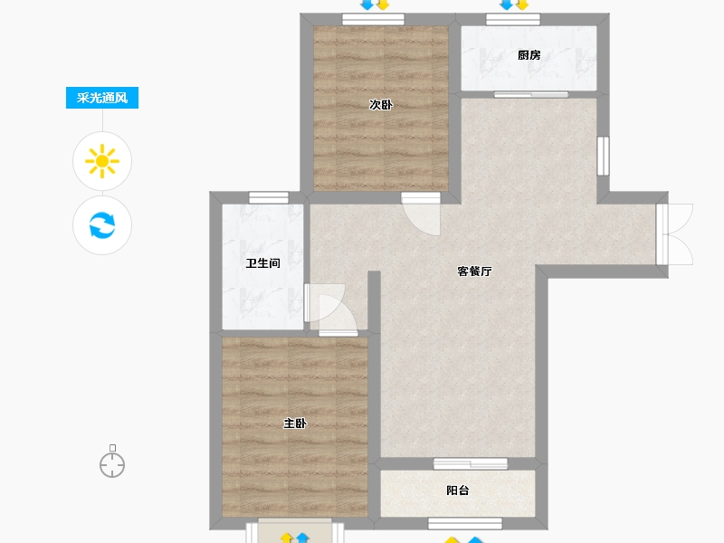 河北省-廊坊市-春城绿景兰亭苑-61.00-户型库-采光通风