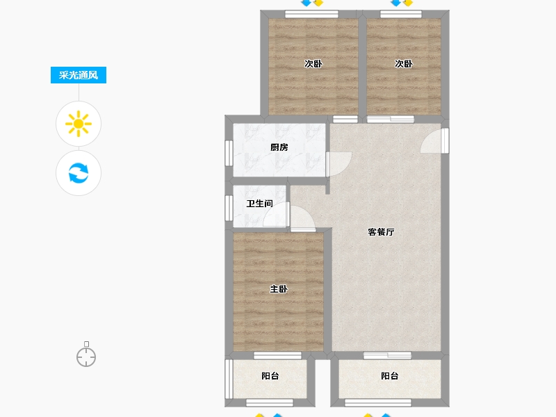 河北省-廊坊市-春城绿景兰亭苑-69.63-户型库-采光通风