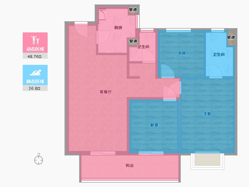 山西省-太原市-阳光城文澜府-76.55-户型库-动静分区