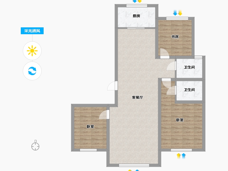 内蒙古自治区-通辽市-叫来河悦府-93.24-户型库-采光通风