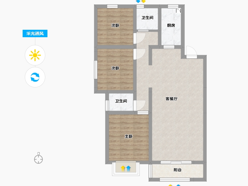 河北省-廊坊市-美阙公元-73.52-户型库-采光通风