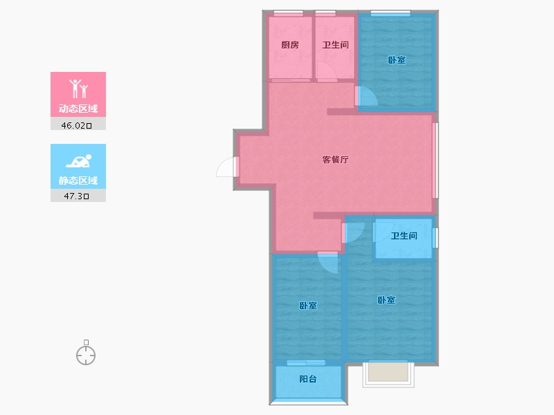 河北省-邢台市-兰德庭院-82.83-户型库-动静分区