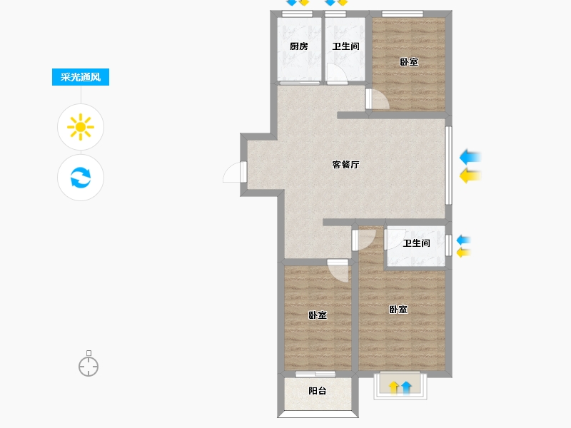 河北省-邢台市-兰德庭院-82.83-户型库-采光通风