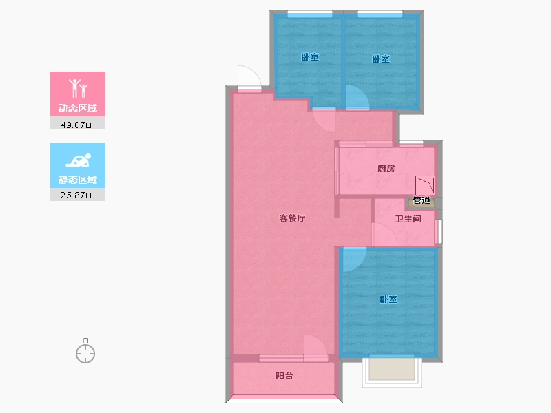 山西省-太原市-万科如园-68.17-户型库-动静分区