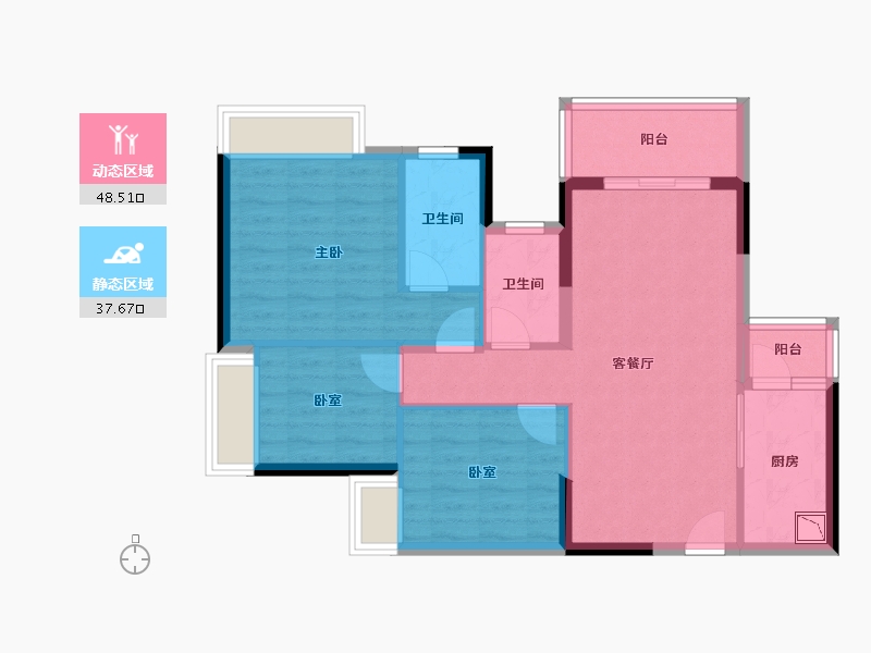 贵州省-遵义市-富力悦禧花园-76.84-户型库-动静分区