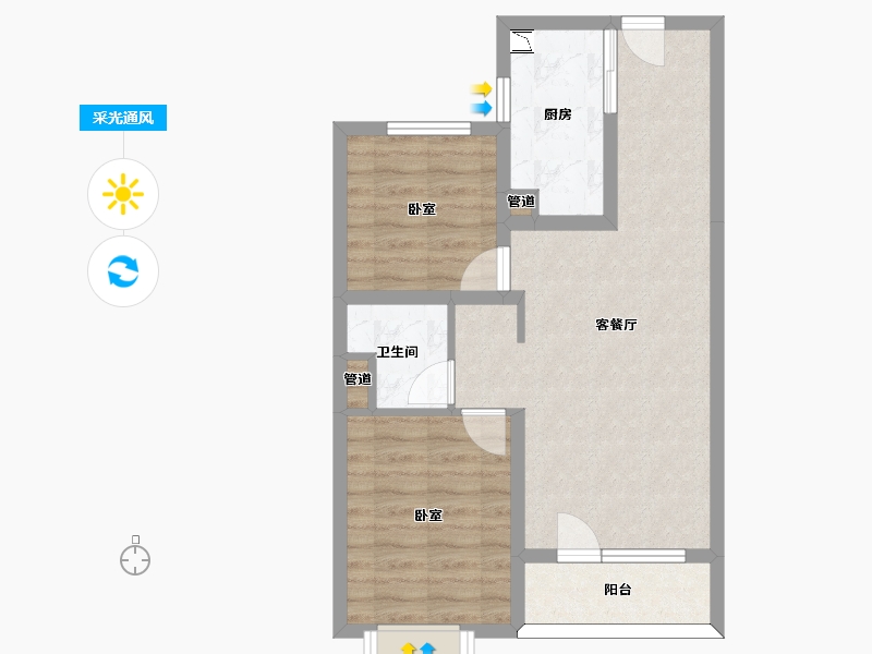 山西省-太原市-万科如园-60.21-户型库-采光通风