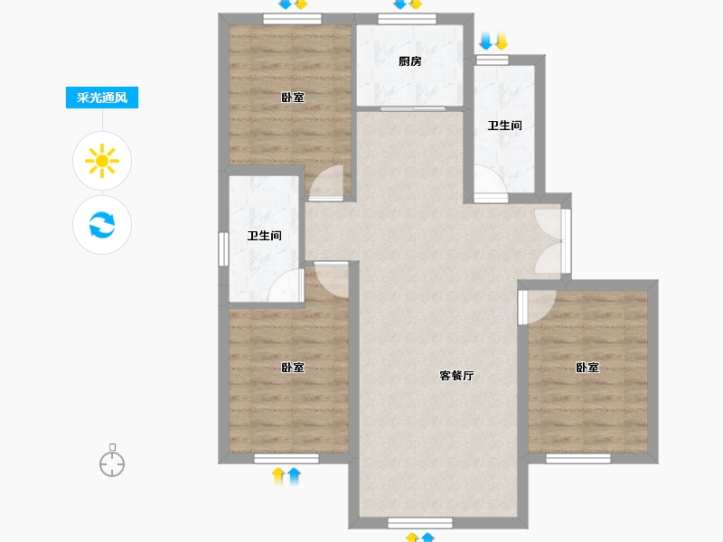 河北省-邢台市-开元悦城-80.74-户型库-采光通风