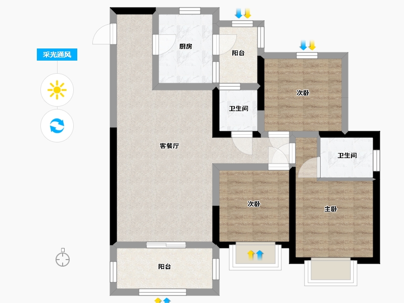 四川省-资阳市-恒信荣廷-74.82-户型库-采光通风