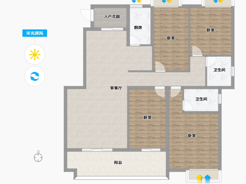 河北省-邢台市-七拾九號院-141.75-户型库-采光通风