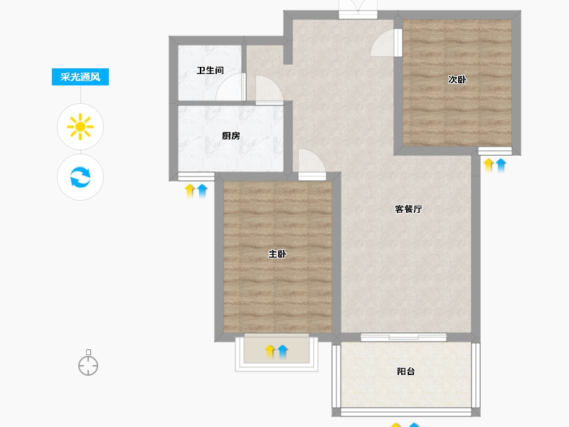 内蒙古自治区-包头市-中晟·华悦-72.17-户型库-采光通风