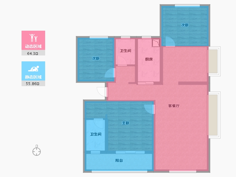 山西省-吕梁市-钰龙湾-106.94-户型库-动静分区