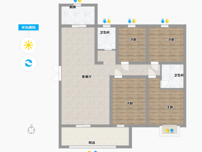 山东省-临沂市-宝德新里程-106.99-户型库-采光通风