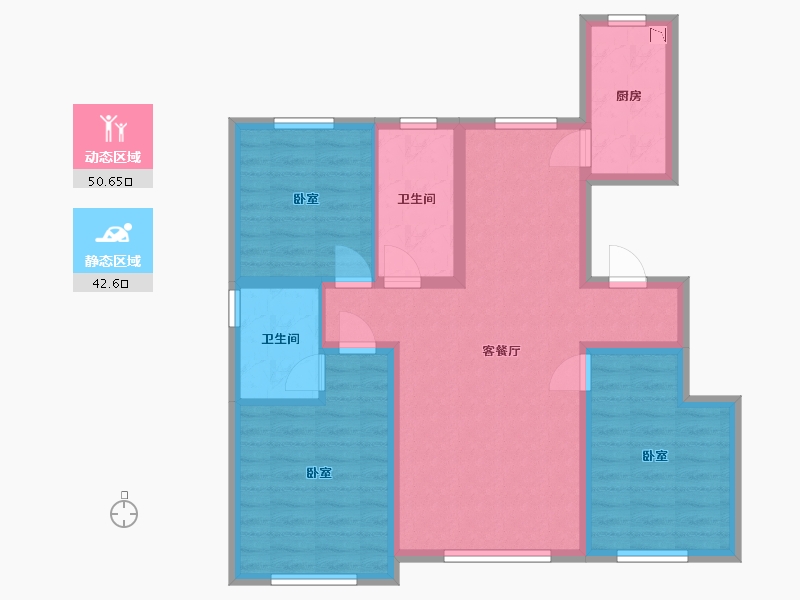 内蒙古自治区-通辽市-泽信四季花城-82.62-户型库-动静分区