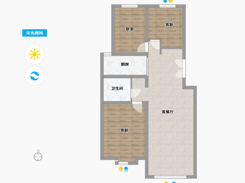 内蒙古自治区-包头市-瀚星御府-79.93-户型库-采光通风