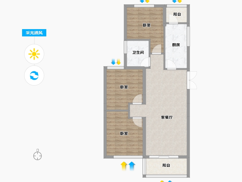 河北省-邢台市-恒大山水城-77.19-户型库-采光通风