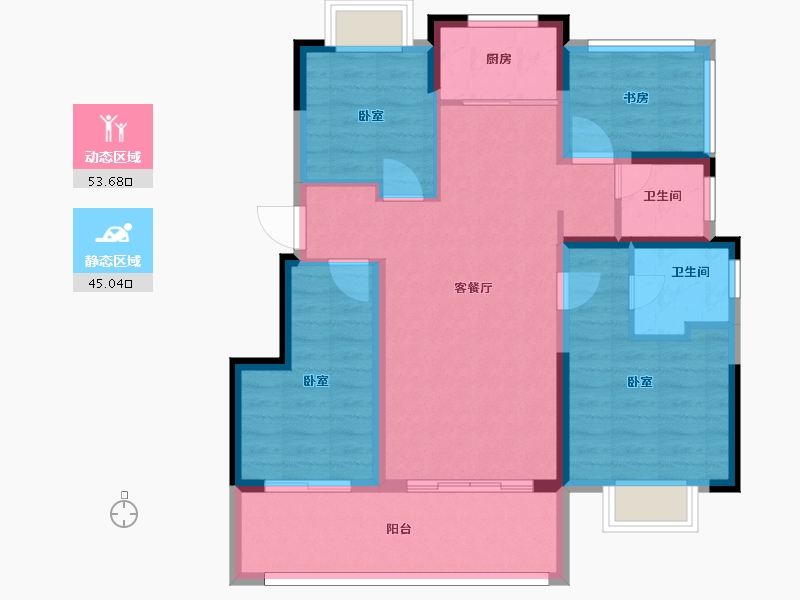 云南省-昆明市-浩创悦山湖-88.00-户型库-动静分区