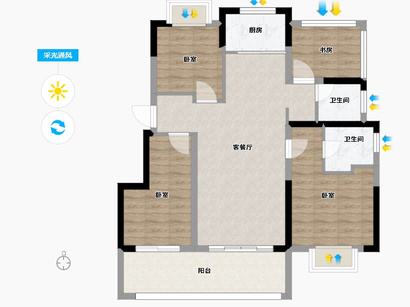 云南省-昆明市-浩创悦山湖-88.00-户型库-采光通风