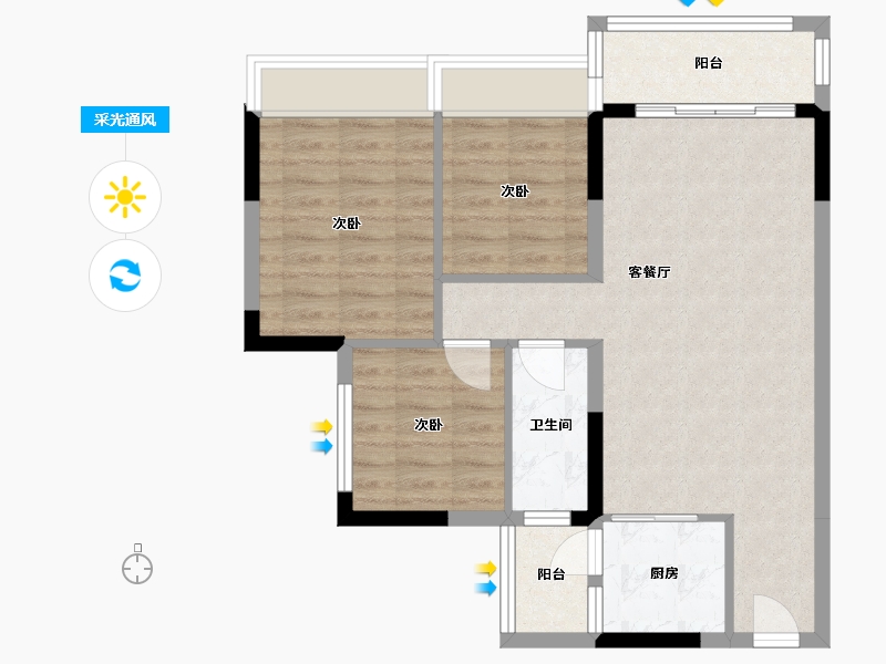 广西壮族自治区-梧州市-水岸名都-72.42-户型库-采光通风