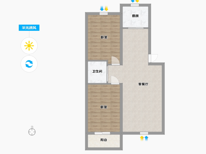 内蒙古自治区-通辽市-大悦新城-75.93-户型库-采光通风