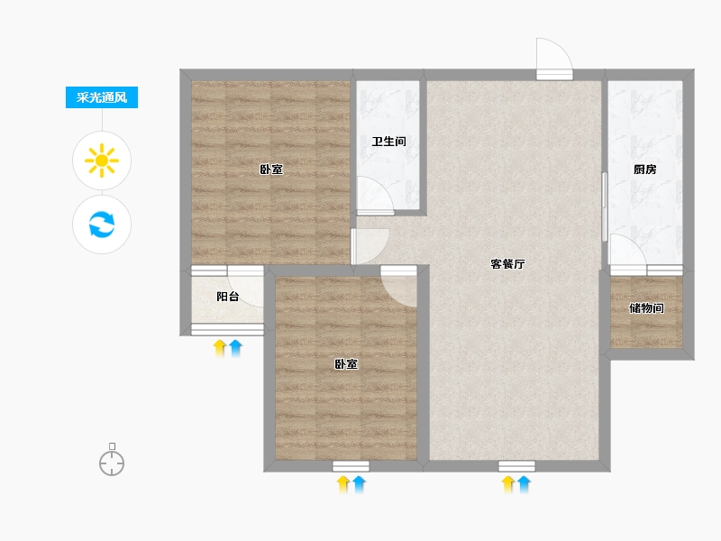 内蒙古自治区-通辽市-万华·公园里-73.03-户型库-采光通风