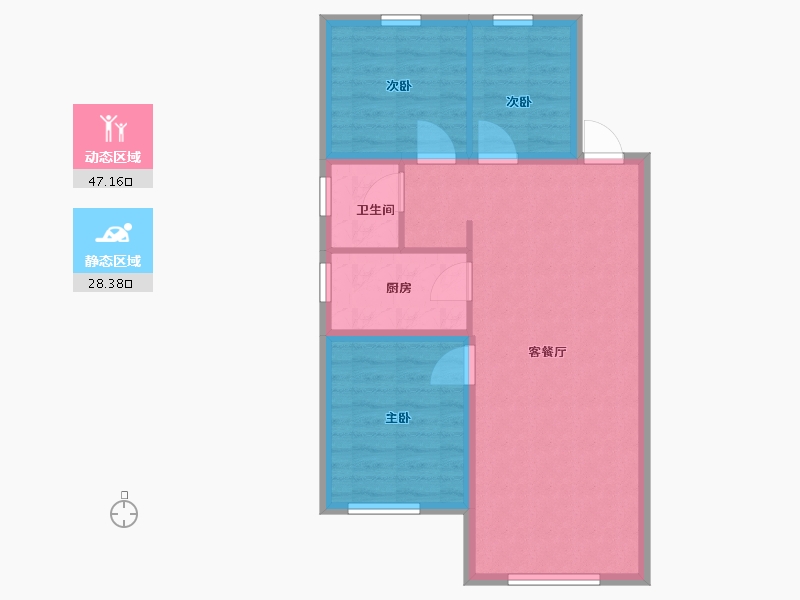 辽宁省-沈阳市-中南熙悦沈抚-68.00-户型库-动静分区