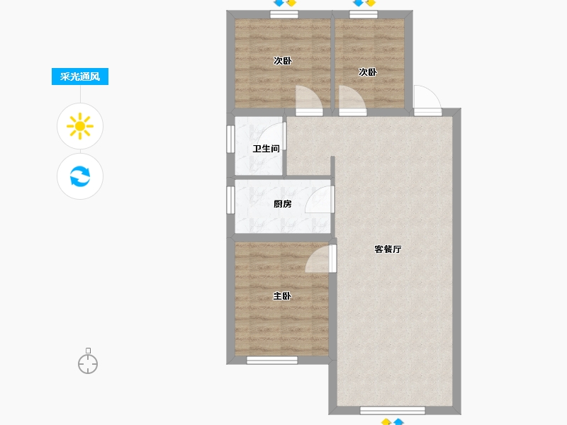 辽宁省-沈阳市-中南熙悦沈抚-68.00-户型库-采光通风