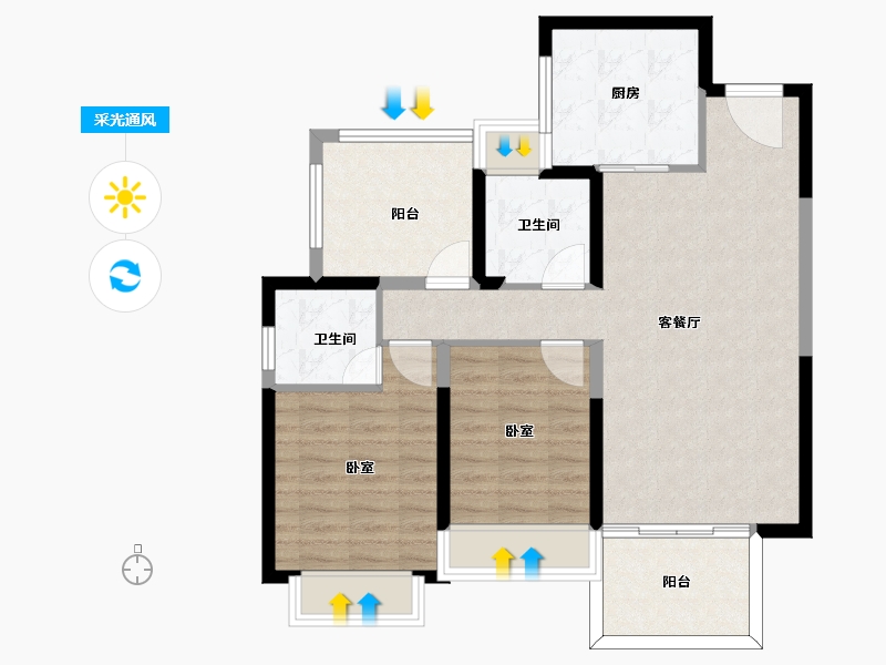 云南省-昆明市-学府康城-85.00-户型库-采光通风