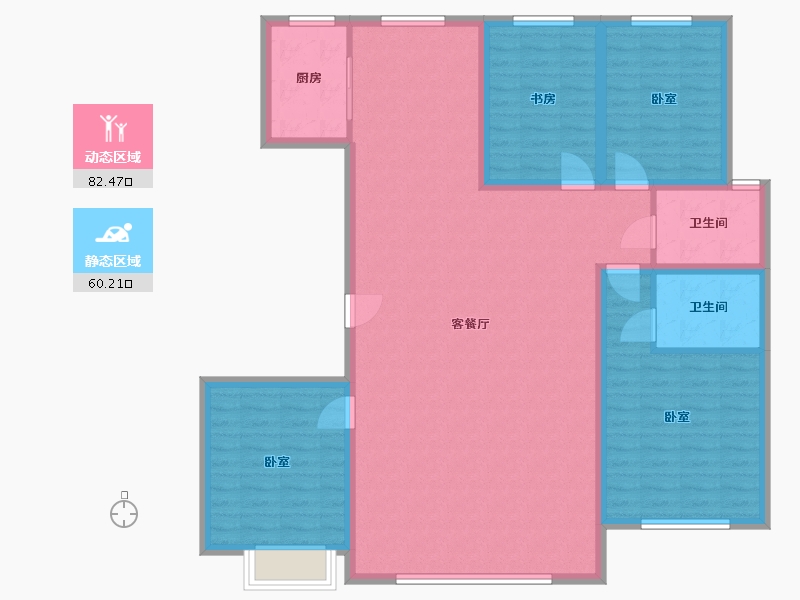 内蒙古自治区-通辽市-叫来河悦府-129.76-户型库-动静分区