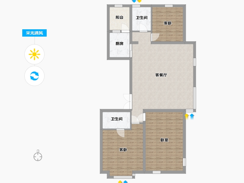 内蒙古自治区-包头市-瀚星御府-109.37-户型库-采光通风