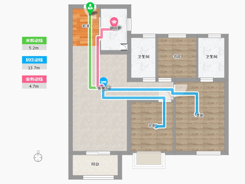 河北省-廊坊市-温泉新都孔雀城京雄壹号-71.12-户型库-动静线