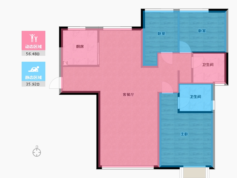 内蒙古自治区-呼和浩特市-呼和浩特恒大珺庭-83.30-户型库-动静分区