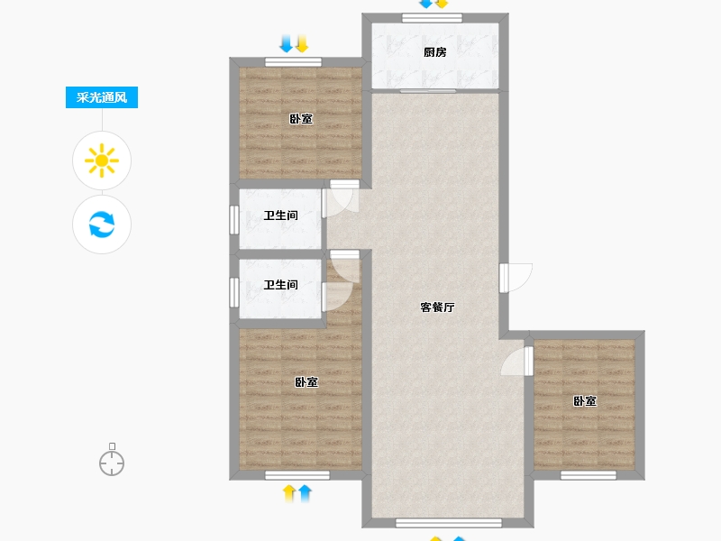 内蒙古自治区-通辽市-叫来河悦府-95.17-户型库-采光通风