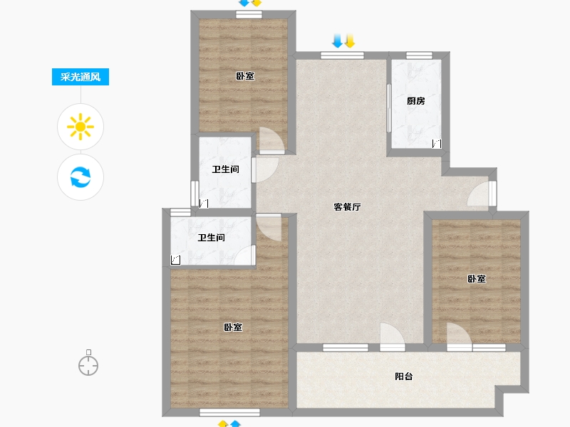 辽宁省-沈阳市-荣盛锦绣御景-99.00-户型库-采光通风