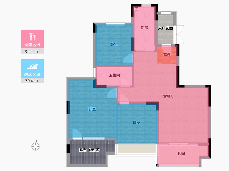 辽宁省-沈阳市-沈抚恒大养生谷-93.94-户型库-动静分区