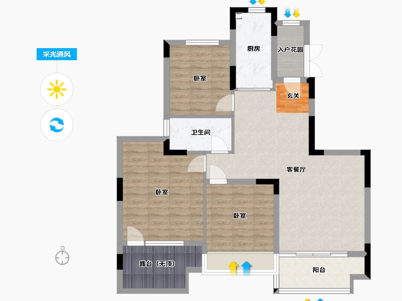 辽宁省-沈阳市-沈抚恒大养生谷-93.94-户型库-采光通风