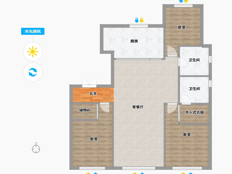 辽宁省-沈阳市-中海润山府-106.34-户型库-采光通风