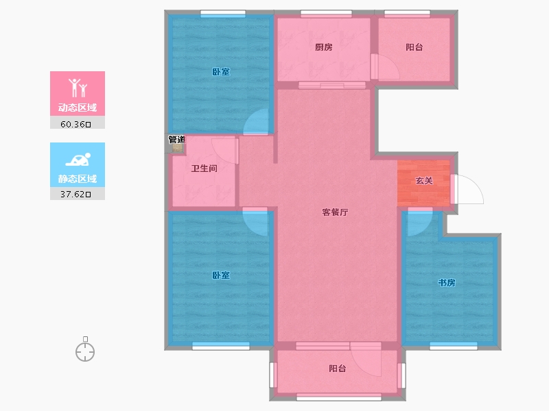 河北省-唐山市-金隅冀东玺唐-87.25-户型库-动静分区